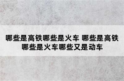 哪些是高铁哪些是火车 哪些是高铁哪些是火车哪些又是动车